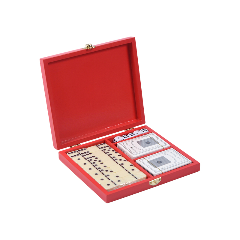 ชุดเกมคู่ Redwood Box แบบพกพา (โดมิโนและโป๊กเกอร์)