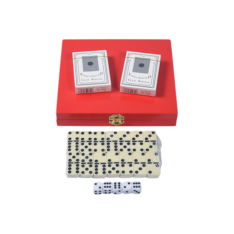 ชุดเกมคู่ Redwood Box แบบพกพา (โดมิโนและโป๊กเกอร์)