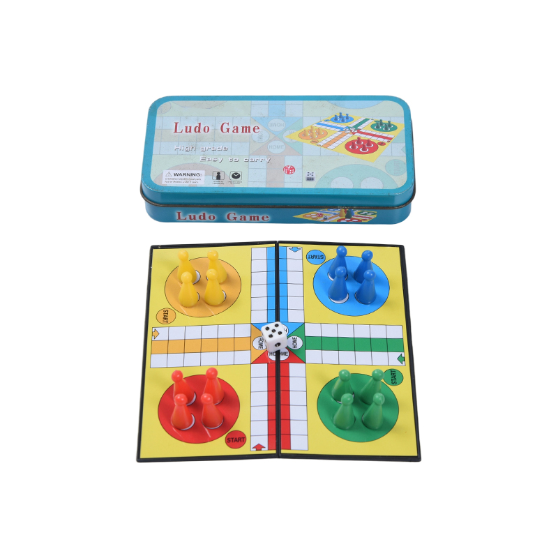 ชุดเกม Ludo แบบพกพากล่องโลหะดีบุก