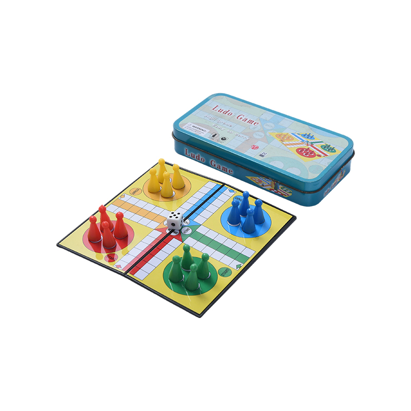 ชุดเกม Ludo แบบพกพากล่องโลหะดีบุก