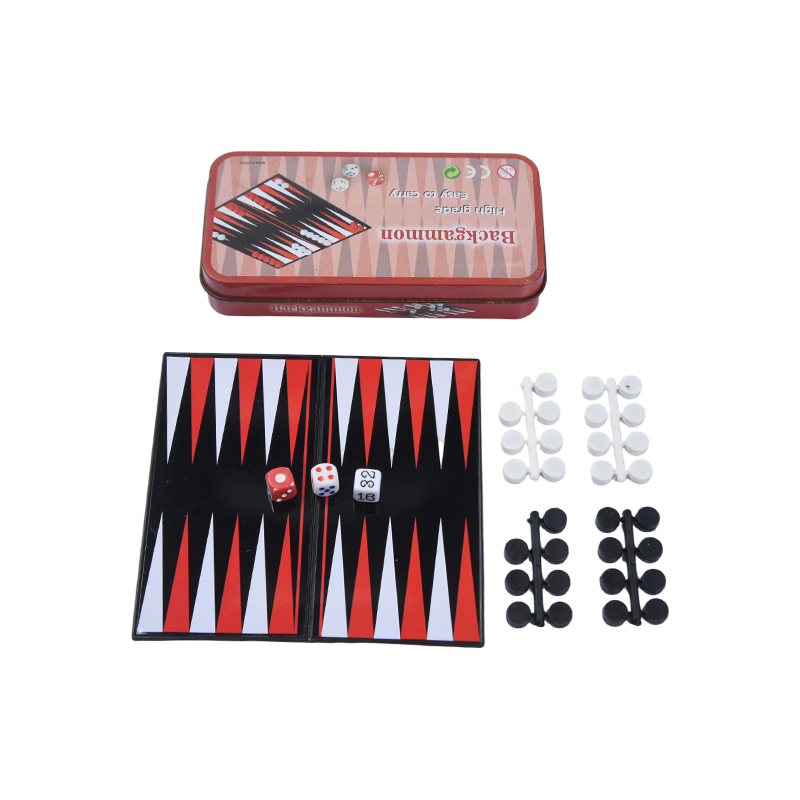 ชุดเกมแบ็คแกมมอนแบบพกพา Metal Tin Case