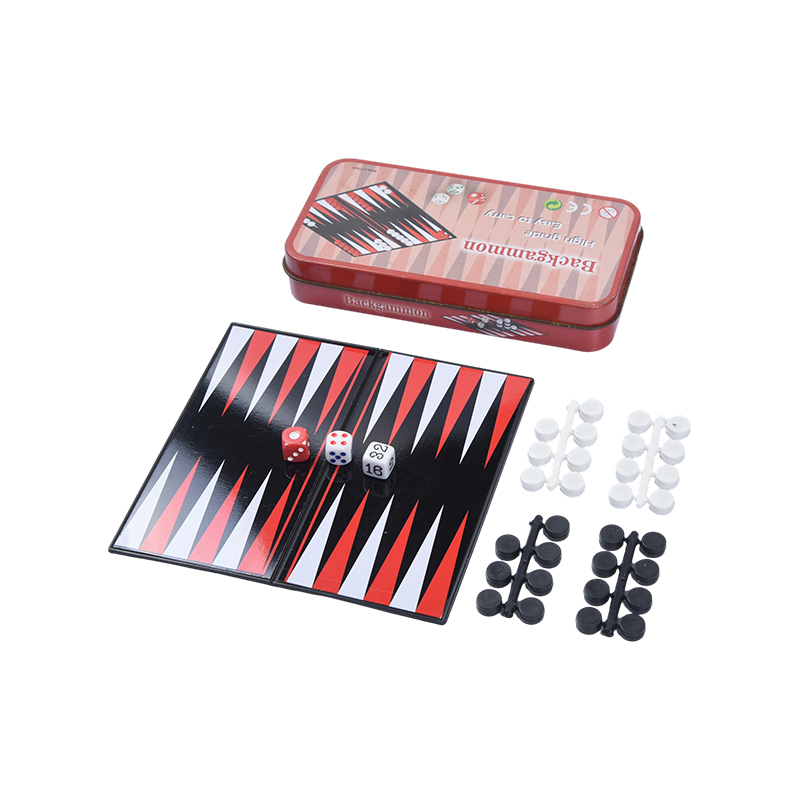 ชุดเกมแบ็คแกมมอนแบบพกพา Metal Tin Case