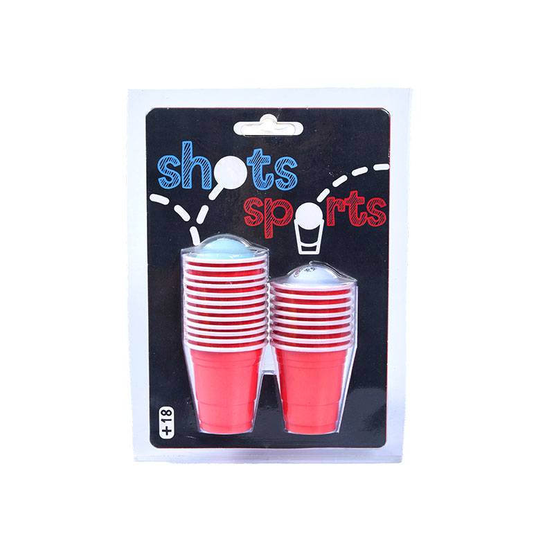 Shots Sports Plastic Cups - ชุดสำหรับเบียร์ปองและเกมดื่ม 18 ชิ้น