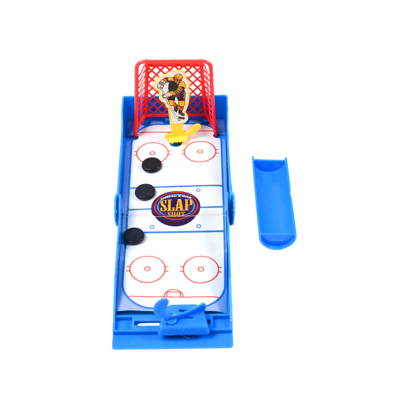 ฮ็อกกี้น้ำแข็งบนเดสก์ท็อปขนาดกะทัดรัดพร้อมเกมมินิฮ็อกกี้ Slap Shot Launcher แบบสปริงโหลด