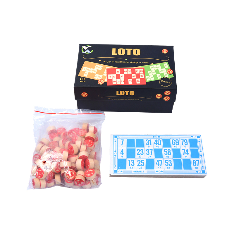 ชุดเกม LOTO (สไตล์บิงโก) – พร้อมด้วยโทเค็น การ์ด และกล่องเก็บของ